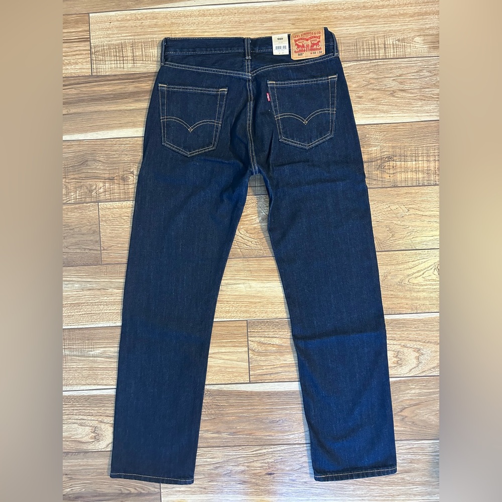 LEVI'S 505 Regular Straight Jeans Men's 33 x 32 Dark Wash New With Tags